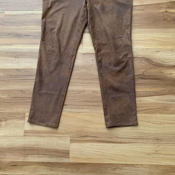Chicos Faux-Suede 5-Pocket Slim Pants Size 3 US 16 Brown Stretch Flat Front - Picture 3 of 13